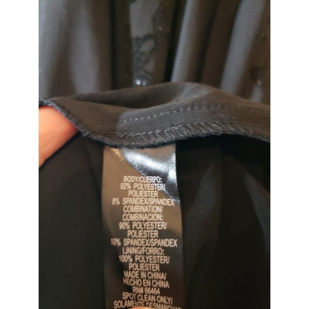 Sandra Darren Womens 10 Dress Sleeveless Black Cocktail Floral Sparkly V Neck - Picture 6 of 6